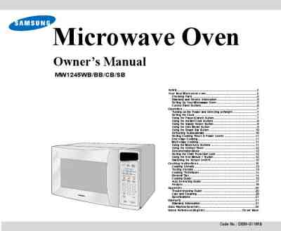 Samsung tds microwave oven manual